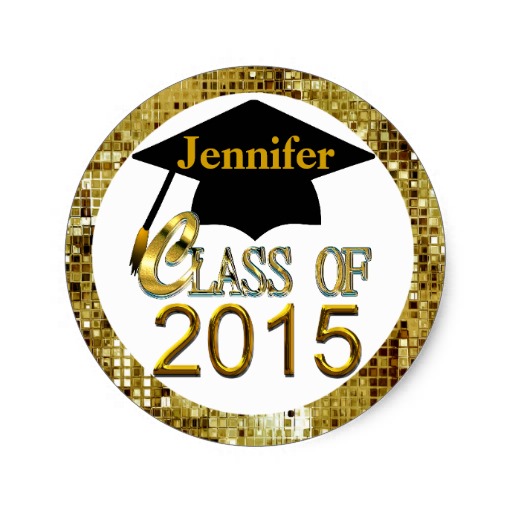 Class Of 2015 Sparkling Gold Graduation Seals Classic Round Sticker