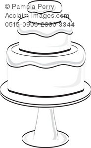 Clip Art Illustration Of A 3 Tier Wedding Cake   Acclaim Stock