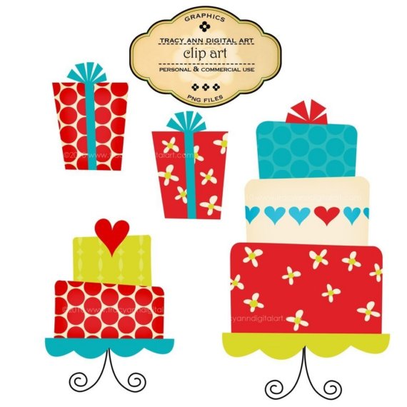 Clip Art Tiered Cakes   Commercial And Personal Use  Set 6