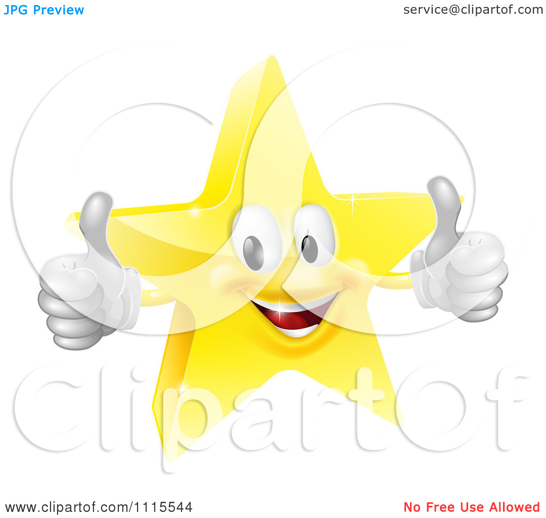 Clipart 3d Star Mascot Holding Two Thumbs Up   Royalty Free Vector    