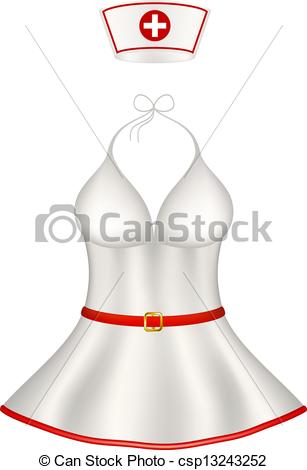 Clipart Vector Of Sexy Nurse Uniform Isolated On White Background