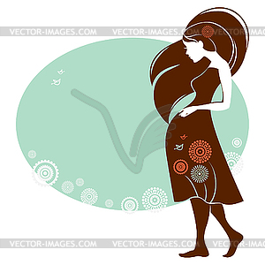 Design Of Card With Silhouette Of Pregnant Woman   Vector Clip Art