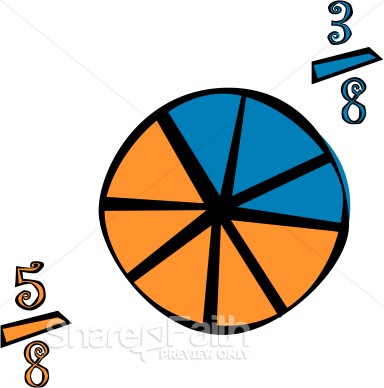 Fractions Math And Pie Diagram   Christian Classroom Clipart