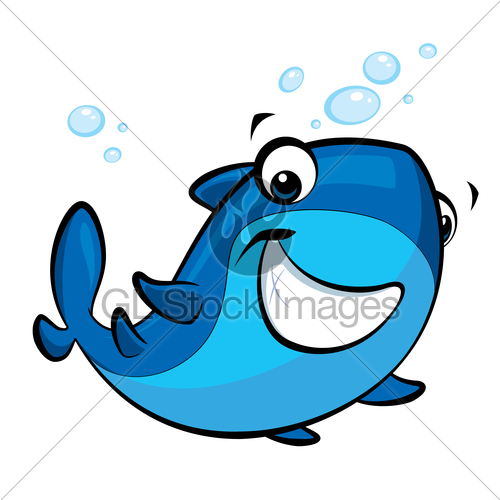 Happy Cartoon Blue Baby Shark With A Cute Smile