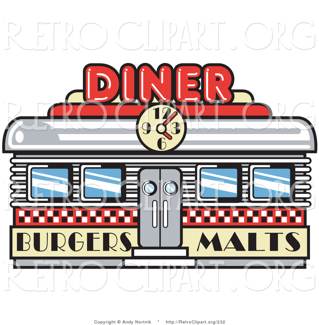Larger Preview  Retro Clipart Of A Retro Old Fashioned Diner Building