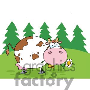 Royalty Free 2148 Mountain Dairy Cow With Flower In Mouth Clipart