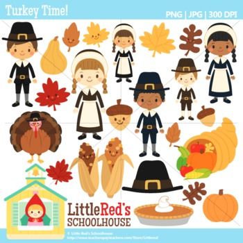 Thanksgiving Clip Art   Turkey Time Clipart   Color And Blacklines In    