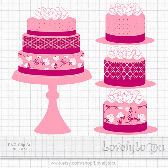 Tiered Pink Cake Clip Art Digital Clip Art Set Png By Lovelytocu