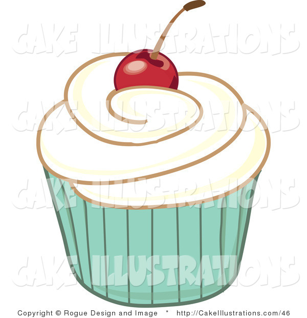 Vanilla Frosted Cupcake And Cherry Cake Clip Art Pams Clipart
