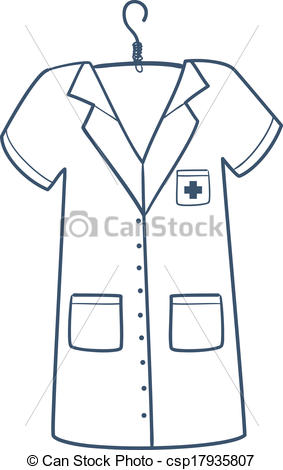 Vector Clipart Of Nurse Or Doctor Uniform Isolated On White   Sketch