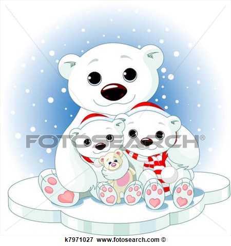Clip Art   Christmas Polar Bear Family  Fotosearch   Search Clipart