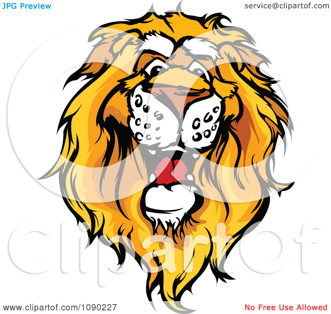 Clipart Friendly African Lion Mascot Head   Royalty Free Vector