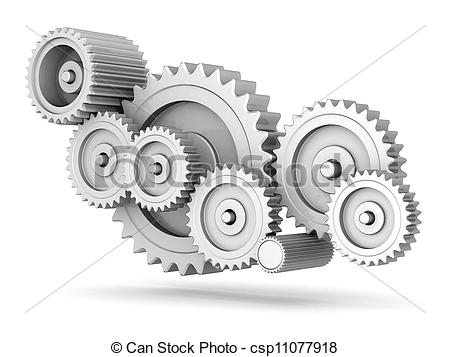 Clipart Of Mechanical Gears Isolated On White Background Csp11077918