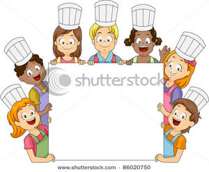 Clipart Picture  Illustration Of Cooking Club Members Holding A Large