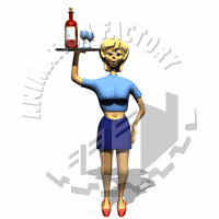 Cocktail Waitress Moving Hips Animated Clipart