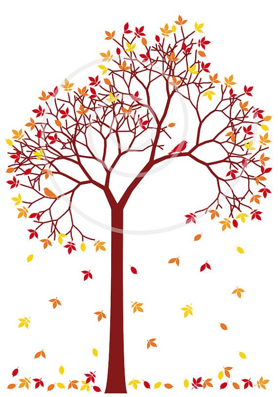Colorful Leaves And Birds Digital Clip Art Clipart Clip Art Fall