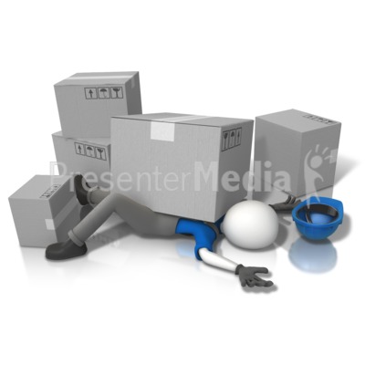 Construction Accident Squished  Grey Box Presentation Clipart
