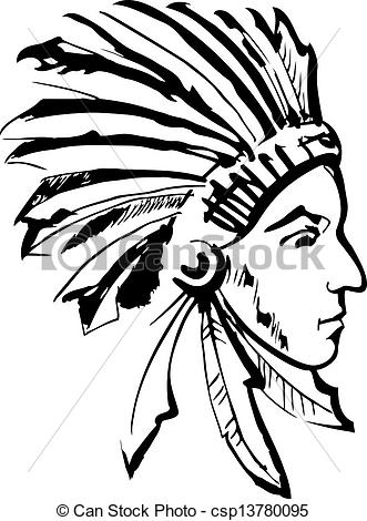 Eps Vectors Of Indian Chief Black And White   Native American Indian