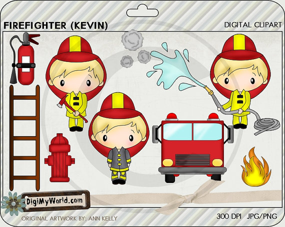 Fireman Firefighter Fire Truck Clipart Images For Scrapbooking And