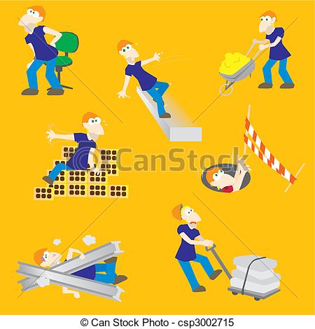Illustration Dessin Anim  Risques Construction Accident Ouvrier