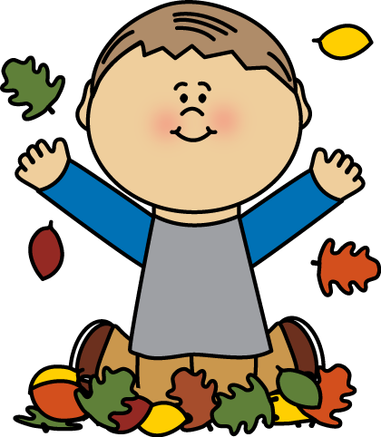 Leaves Clip Art Image   Boy Sitting On His Knees Tossing Leaves Into