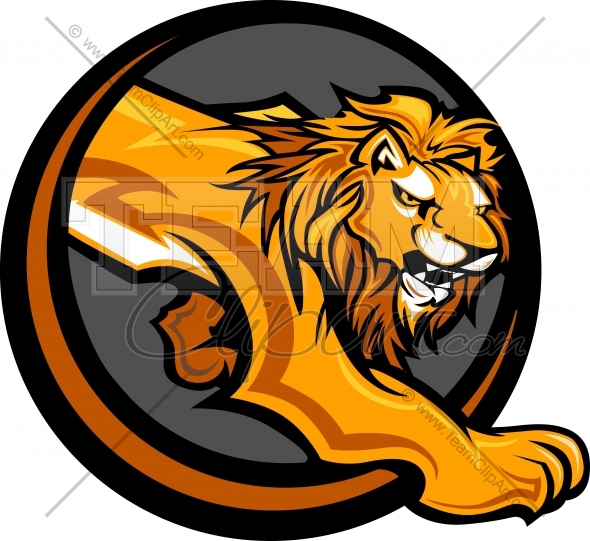 Lion Mascot Body With Circle Background Vector Clipart Image   Team    
