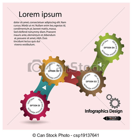 Meshing Gear On Background Industrial Driving Vector Illustration