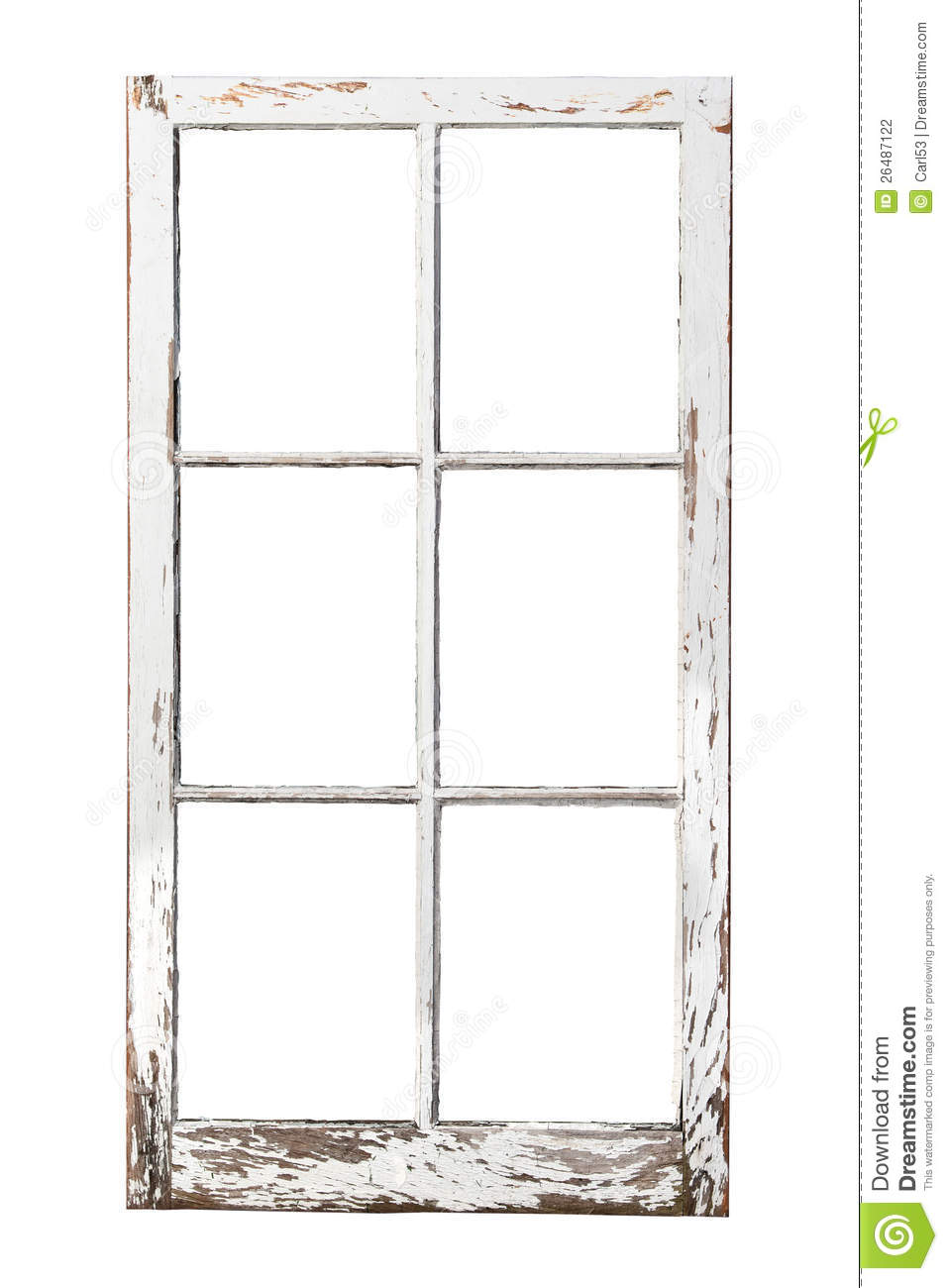 Old 6 Pane Window On White Stock Photography   Image  26487122