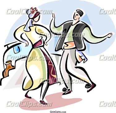 Traditional Greek Dancing Vector Clip Art