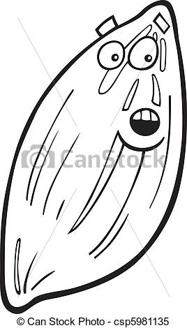 Vector   Cartoon Almond For Coloring Book   Stock Illustration