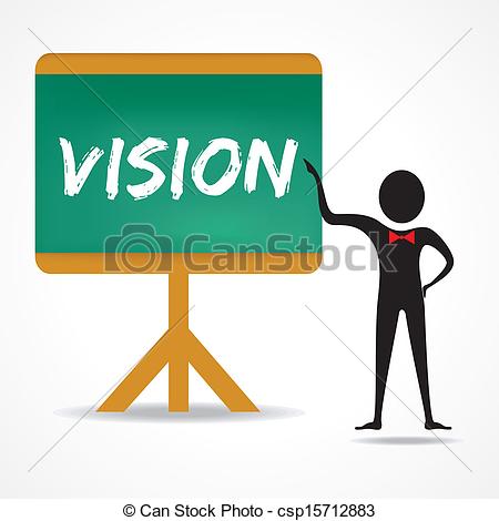 Vector Of Man Points To Vision Word On Board   Man Points To Vision    