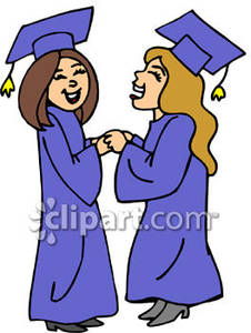 Wallpaper Two Girls Graduating From High School   Royalty Free Clipart