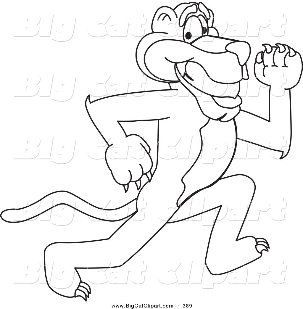 Big Cat Cartoon Vector Clipart Of An Outline Design Of A Panther    