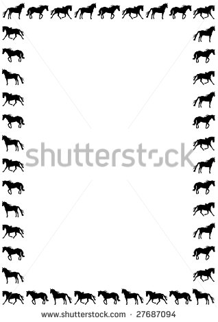 Border Silhouette Of Horses On White Stock Photo 27687094