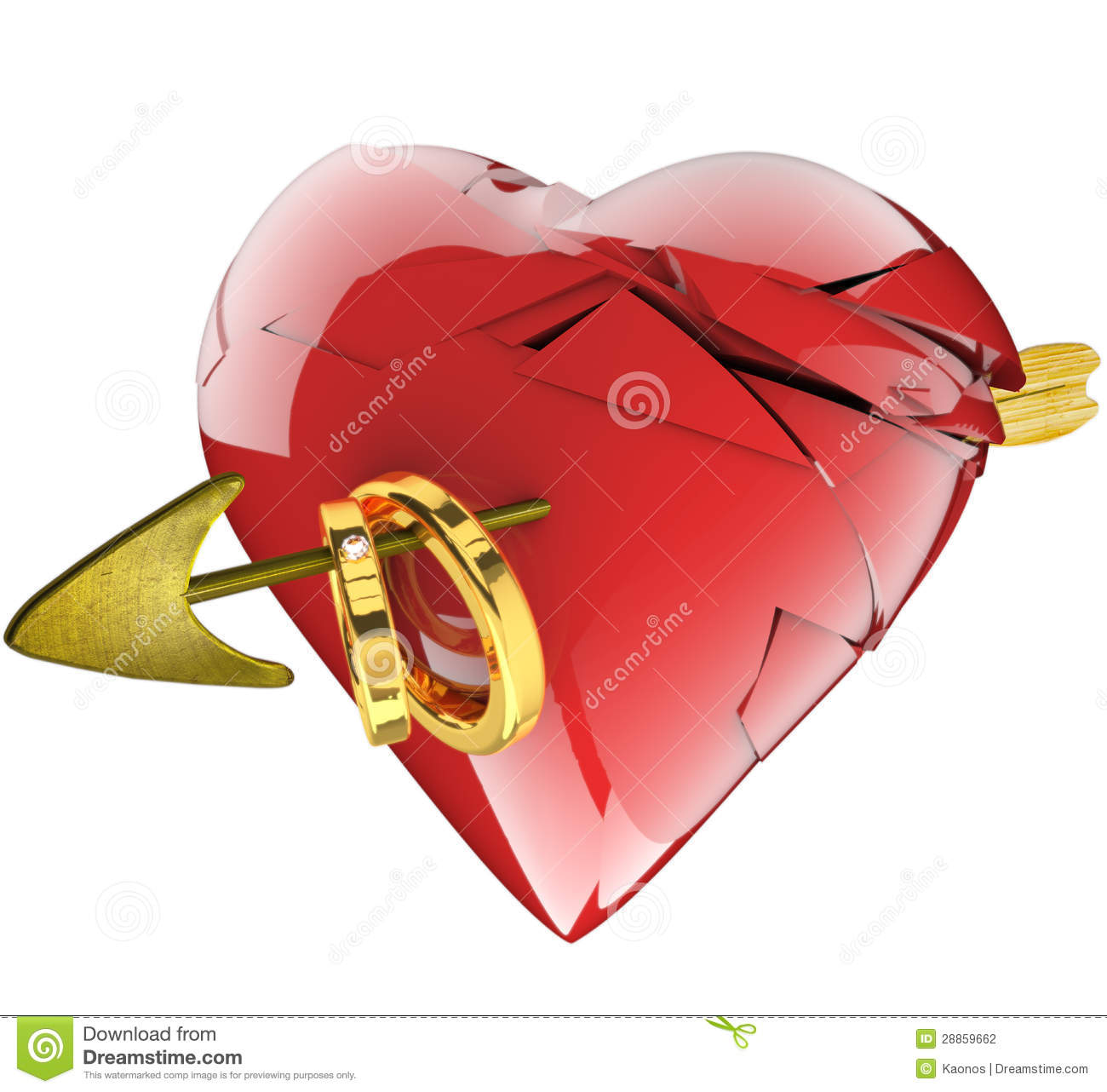 Broken Heart An Arrow And Wedding Rings Stock Photography   Image