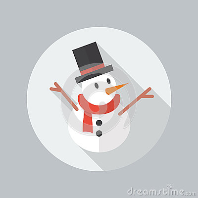 Christmas Flat Icon With Long Shadow  Snowman