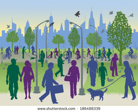 City Park Clipart People Walking In A City Park