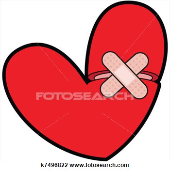 Clip Art   Broken Heart With Bandaid  Fotosearch   Search Clipart    