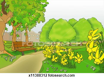 Clip Art   Park In Spring  Fotosearch   Search Clipart Illustration