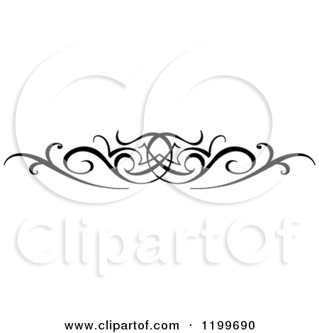 Clipart Of A Black And White Swirl Border Flourish Design Element 2    