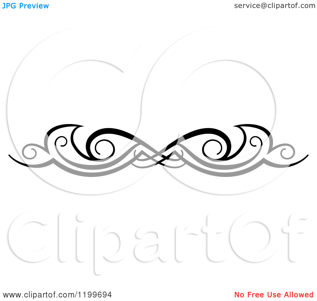 Clipart Of A Black And White Swirl Border Flourish Design Element 6    