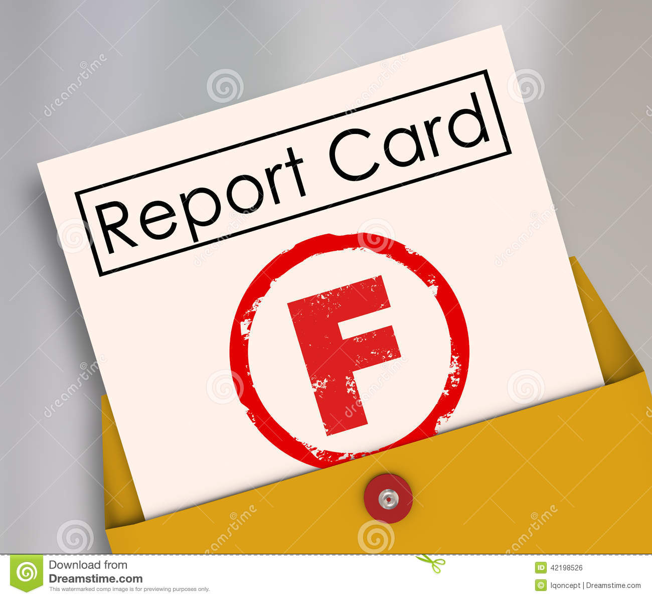 Failing Grade Score Report Card Poor Performance Failure Stock