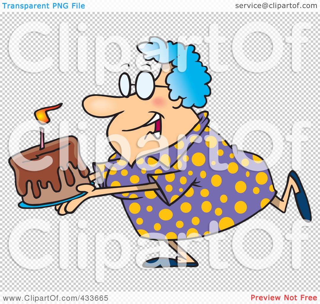 Free  Rf  Clipart Illustration Of A Happy Grandma Carrying A Birthday