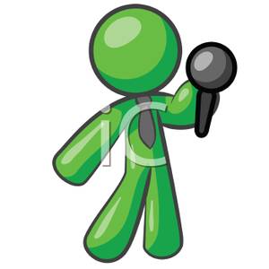 Green Man Holding A Microphone Clip Art Image