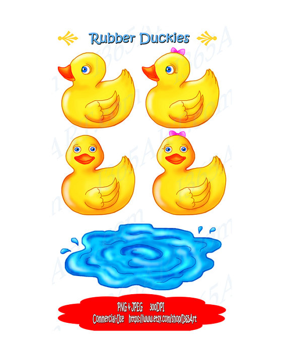 Hand Drawn Rubber Ducky Clipart Duck Clipart Scrapbooking Party