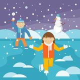 Happy Little Kid Playing Snow Stock Vectors Illustrations   Clipart