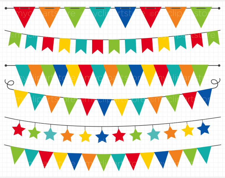 Home   Clipart   Clip Art   Bunting Flag Banners In Primary Colors
