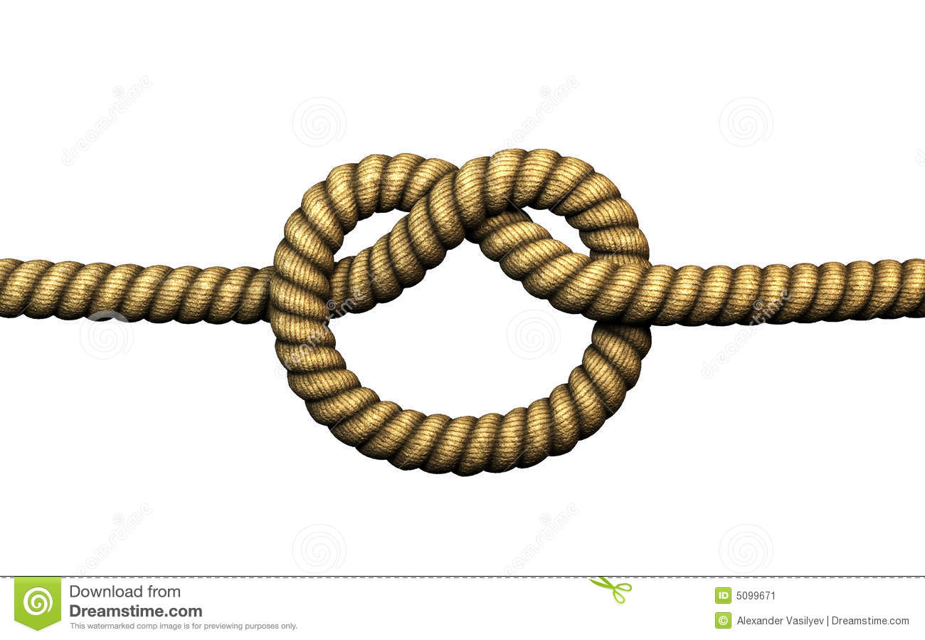 Rendered Simple Knot  Isolated On White  Old Rope