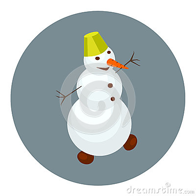 Snowman With Green Hat Cartoon Icon Isometric View  Flat Style