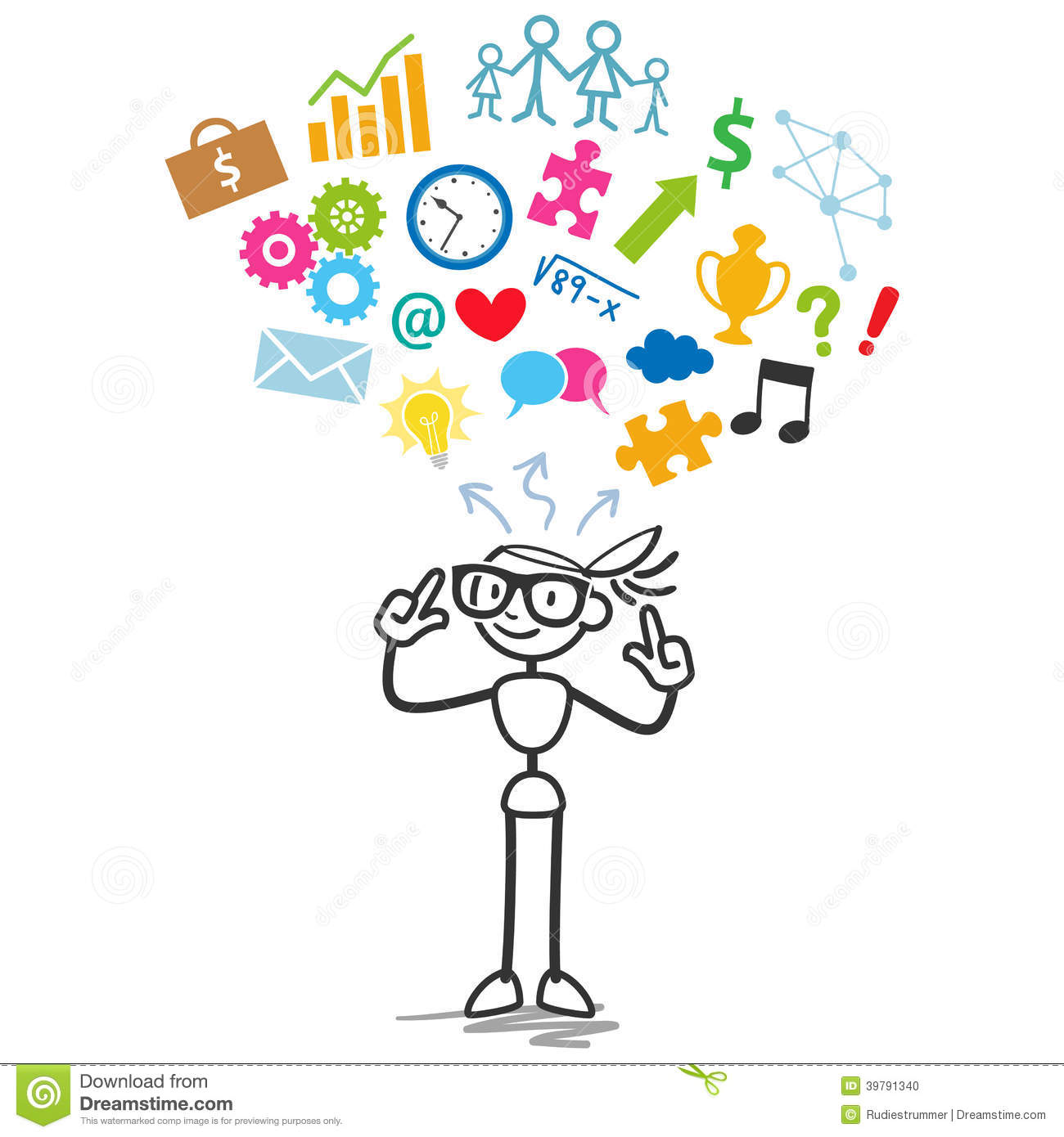 Stick Figure Dreams Thoughts Thinking Creativity Stock Vector   Image    